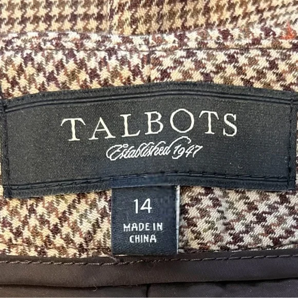 Talbots Signature Flare Wool Window Pane Plaid Wide Leg Trousers - Picture 13 of 14